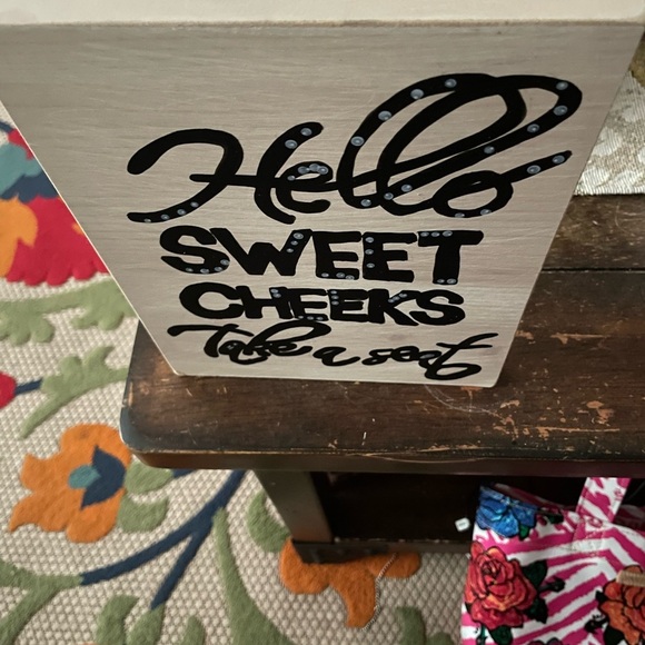 Decorative Bathroom Sign with Black Text - Picture 2 of 5